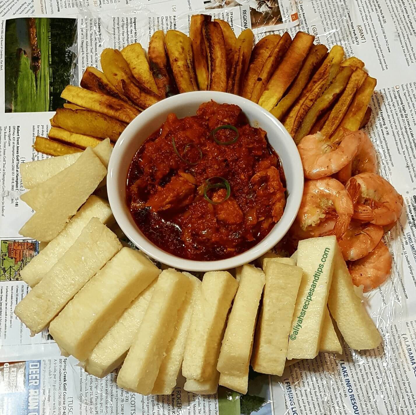 LIST OF MY TOP 10 FAVORITE NIGERIAN FOODS 3 fried yam and sauce 10 FAVORITE NIGERIAN FOODS