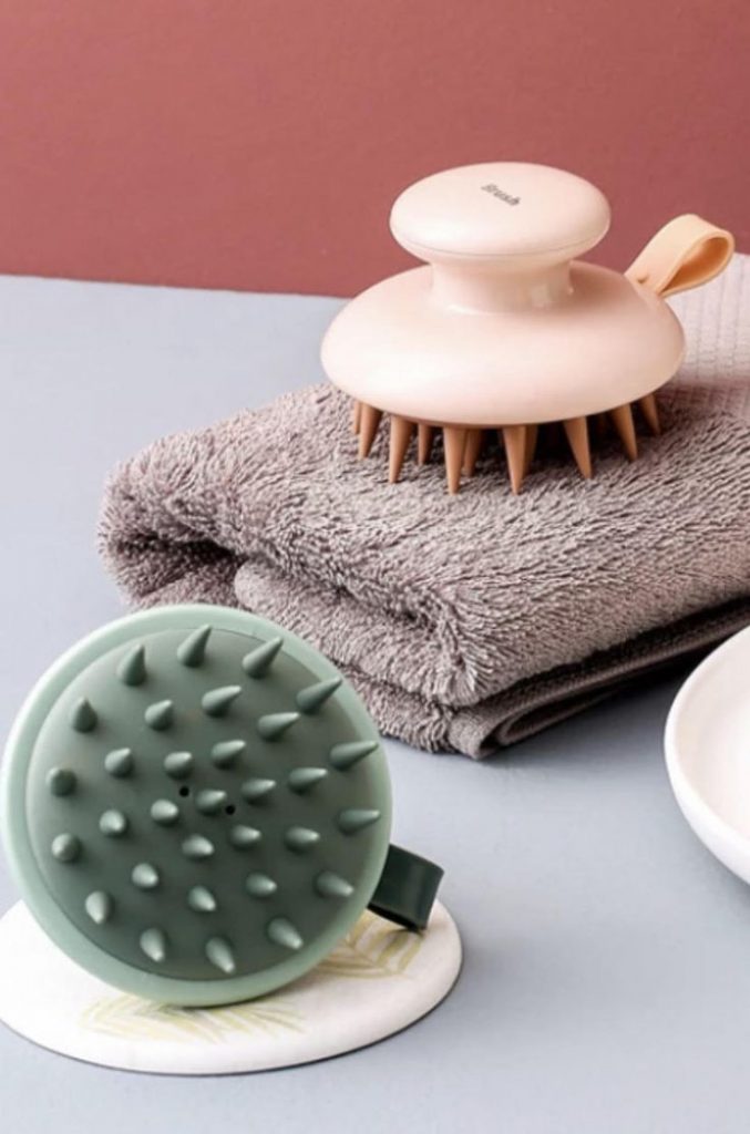 scalp massager and towel